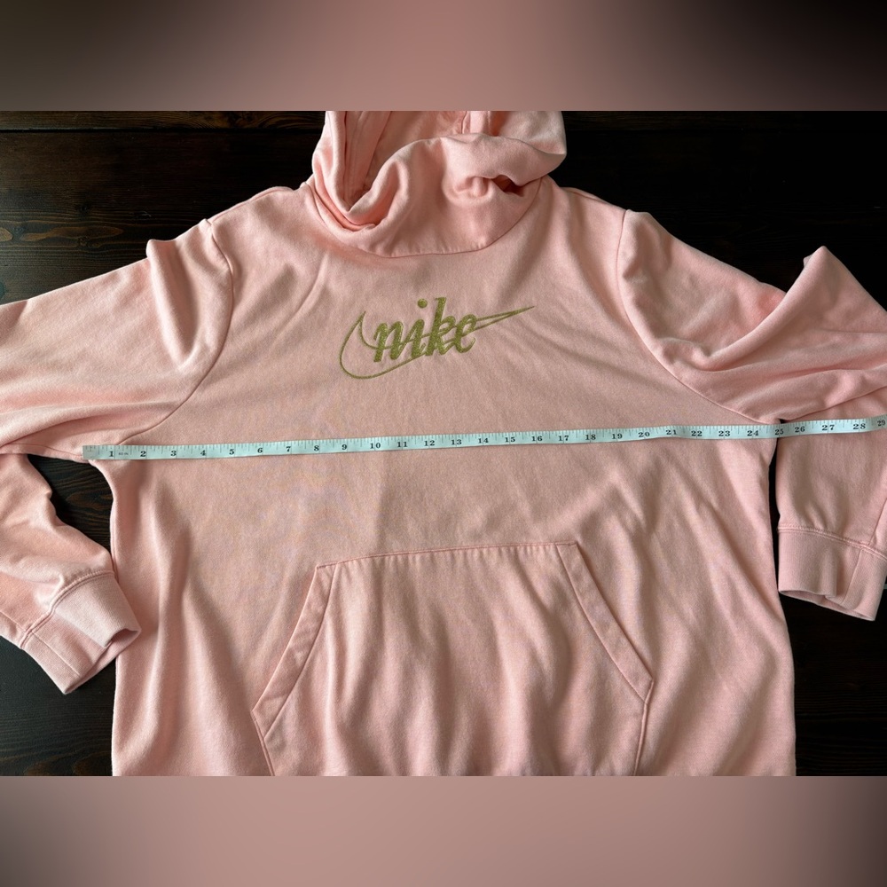 Nike Pullover Hoodie Pink & Gold Cowl Neck Women’s XL Soft Activewear - Picture 8 of 11